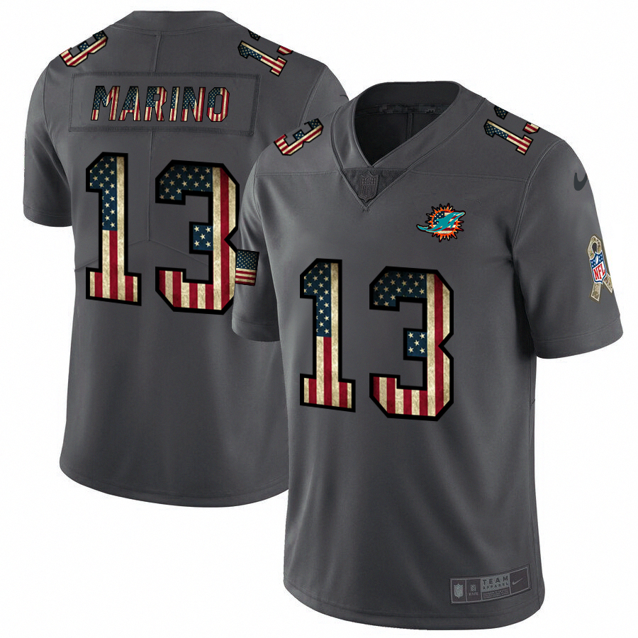 Miami Dolphins #13 Dan Marino 2018 Salute To Service Retro USA Flag Limited NFL Jersey